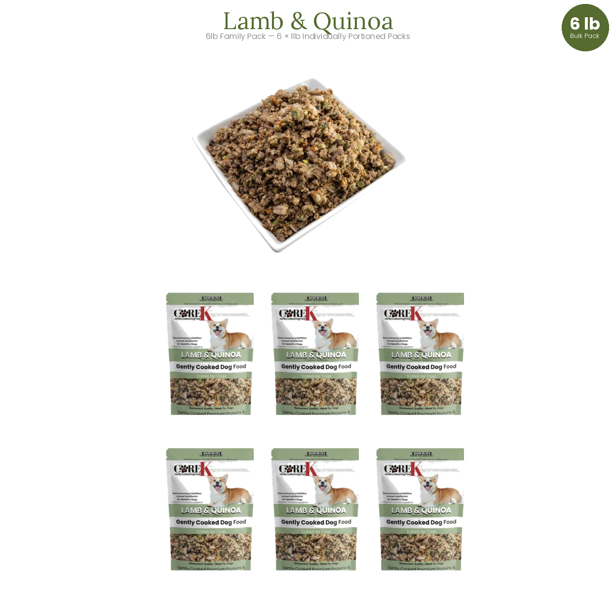 Plato principal de cordero y quinoa para perros