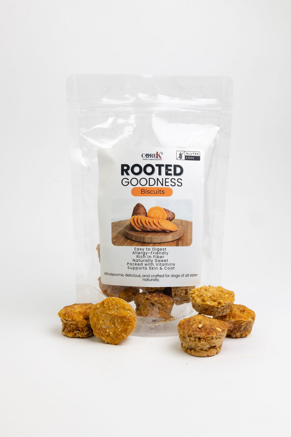 Rooted Goodness Dog Biscuits | Natural Sweet Potato Treats 8 oz