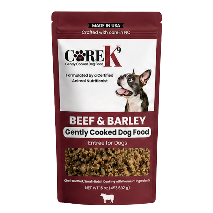 CORE K9 Beef and Barley gently cooked dog food