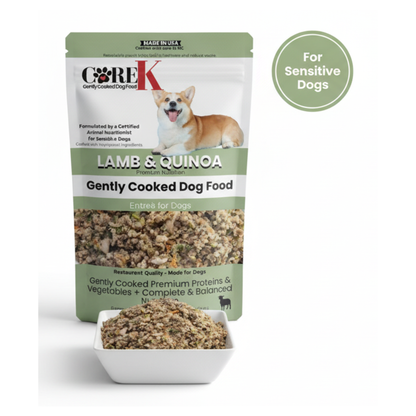 Plato principal de cordero y quinoa para perros